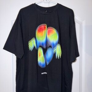Black Graphic T-Shirt with Colorful Design